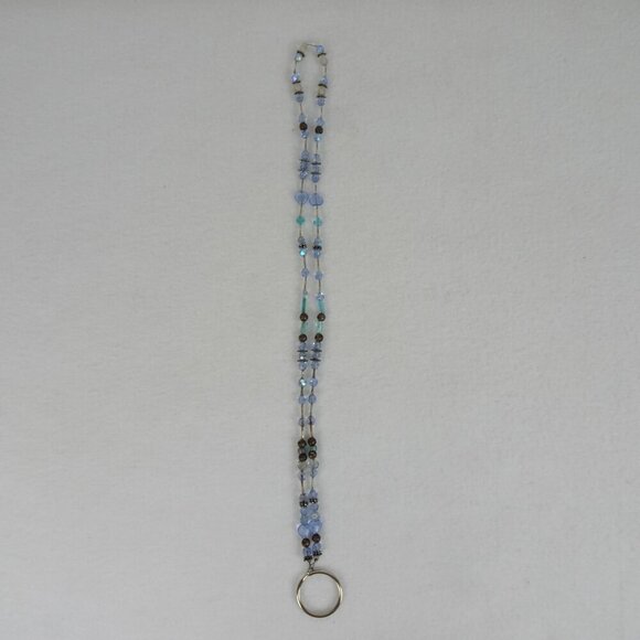 Handcrafted Beaded Lanyard Blue Glass Beads Colors of the Sea and Sky - Picture 6 of 8